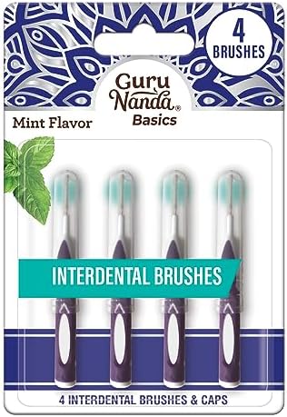 GuruNanda interdental brushes with caps 4 count mint